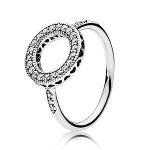 Sterling Silver Open Circle Pavé Ring in Clear Crystal